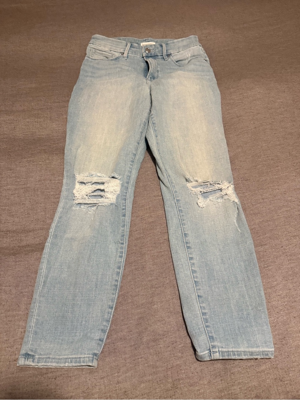 Good American Good Waist Light Blue Distressed Jeans